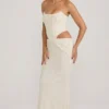 Saphira Embellished Cut-Out Draped Corset Gown i vitt Saphira Embellished Cut-Out Draped Corset Gown i vitt