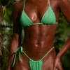 Seersucker-triangelbikinitopp i flera färger i havsgrönt Seersucker-triangelbikinitopp i flera färger i havsgrönt