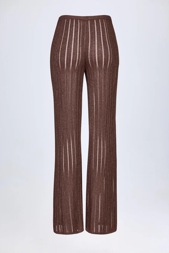 Selara Mid-Rise Flared Trousers i Bronze Selara Mid-Rise Flared Trousers i Bronze