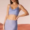 Selena korsett med cowl neck och dekorationer i blått Selena korsett med cowl neck och dekorationer i blått