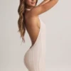 Shelly Modal ribbad rygglös playsuit i randigt mönster Shelly Modal ribbad rygglös playsuit i randigt mönster