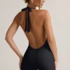 Shelly Modal Ribbad rygglös playsuit i svart Shelly Modal Ribbad rygglös playsuit i svart
