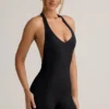 Shelly Modal Ribbad rygglös playsuit i svart Shelly Modal Ribbad rygglös playsuit i svart