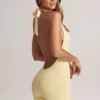Shelly Modal Ribbed Backless Playsuit i Lemon Sherbet Shelly Modal Ribbed Backless Playsuit i Lemon Sherbet