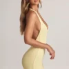 Shelly Modal Ribbed Backless Playsuit i Lemon Sherbet Shelly Modal Ribbed Backless Playsuit i Lemon Sherbet