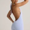 Shelly Modal Ribbed Backless Playsuit i ljusblått Shelly Modal Ribbed Backless Playsuit i ljusblått