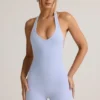 Shelly Modal Ribbed Backless Playsuit i ljusblått Shelly Modal Ribbed Backless Playsuit i ljusblått