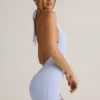 Shelly Modal Ribbed Backless Playsuit i ljusblått Shelly Modal Ribbed Backless Playsuit i ljusblått