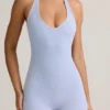 Shelly Modal Ribbed Backless Playsuit i ljusblått Shelly Modal Ribbed Backless Playsuit i ljusblått