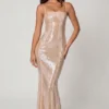 Sima Embellished Square Neck Lace Gown i Pale Peach Sima Embellished Square Neck Lace Gown i Pale Peach