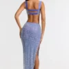 Siona Embellished Mid Rise Gown Kjol i blått Siona Embellished Mid Rise Gown Kjol i blått