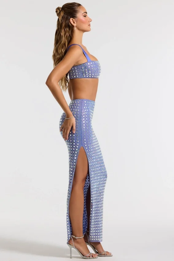 Siona Embellished Mid Rise Gown Kjol i blått Siona Embellished Mid Rise Gown Kjol i blått