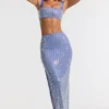 Siona Embellished Mid Rise Gown Kjol i blått Siona Embellished Mid Rise Gown Kjol i blått