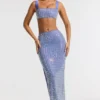 Siona Embellished Mid Rise Gown Kjol i blått Siona Embellished Mid Rise Gown Kjol i blått