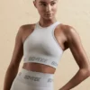 Sömlös crop top med racerback i silver Sömlös crop top med racerback i silver