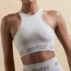 Sömlös crop top med racerback i silver Sömlös crop top med racerback i silver