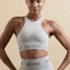 Sömlös crop top med racerback i silver Sömlös crop top med racerback i silver