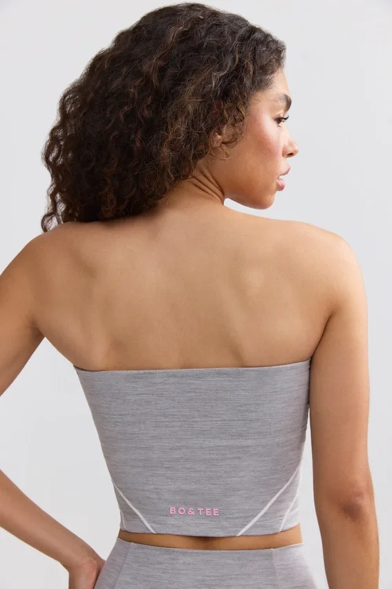 Soft Active bandeau-top med kontrastkant i melerad grå Soft Active bandeau-top med kontrastkant i melerad grå