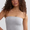 Soft Active bandeau-top med kontrastkant i melerad grå Soft Active bandeau-top med kontrastkant i melerad grå
