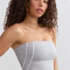Soft Active bandeau-top med kontrastkant i melerad grå Soft Active bandeau-top med kontrastkant i melerad grå