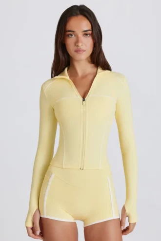 Soft Active Contrast Zip-Up Jacket i Lemon Soft Active Contrast Zip-Up Jacket i Lemon