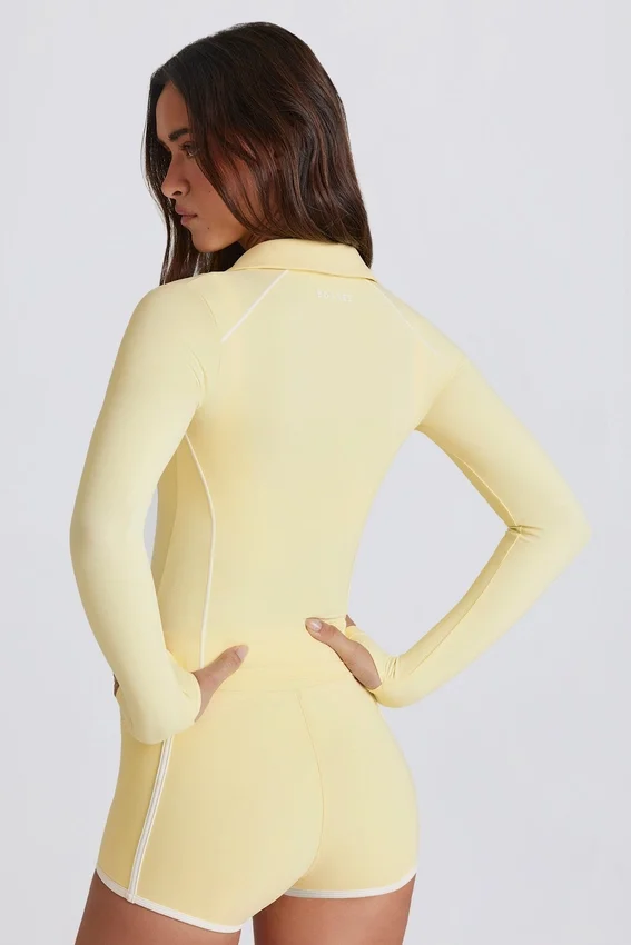 Soft Active Contrast Zip-Up Jacket i Lemon Soft Active Contrast Zip-Up Jacket i Lemon