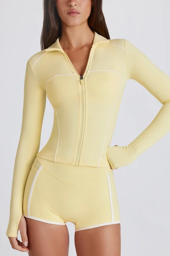 Soft Active Contrast Zip-Up Jacket i Lemon Soft Active Contrast Zip-Up Jacket i Lemon