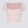 Soft Active crop top med hjärtformad halsringning i balettrosa Soft Active crop top med hjärtformad halsringning i balettrosa