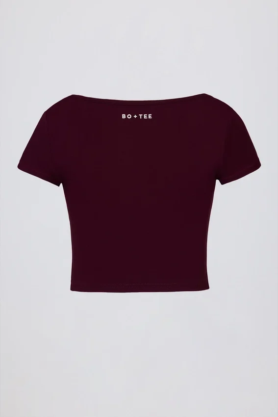Soft Active crop top med hjärtformad halsringning i vinrött Soft Active crop top med hjärtformad halsringning i vinrött