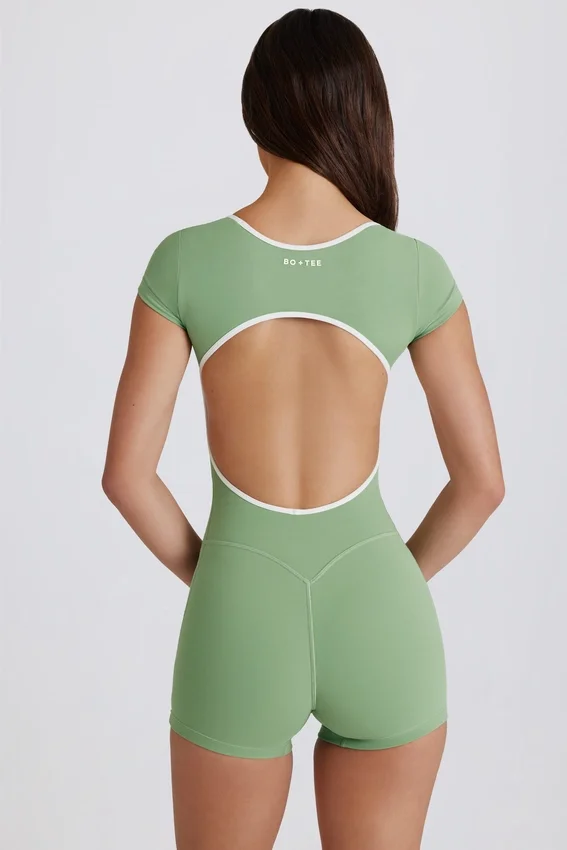 Soft Active-helbody med öppen rygg i grönt Soft Active-helbody med öppen rygg i grönt