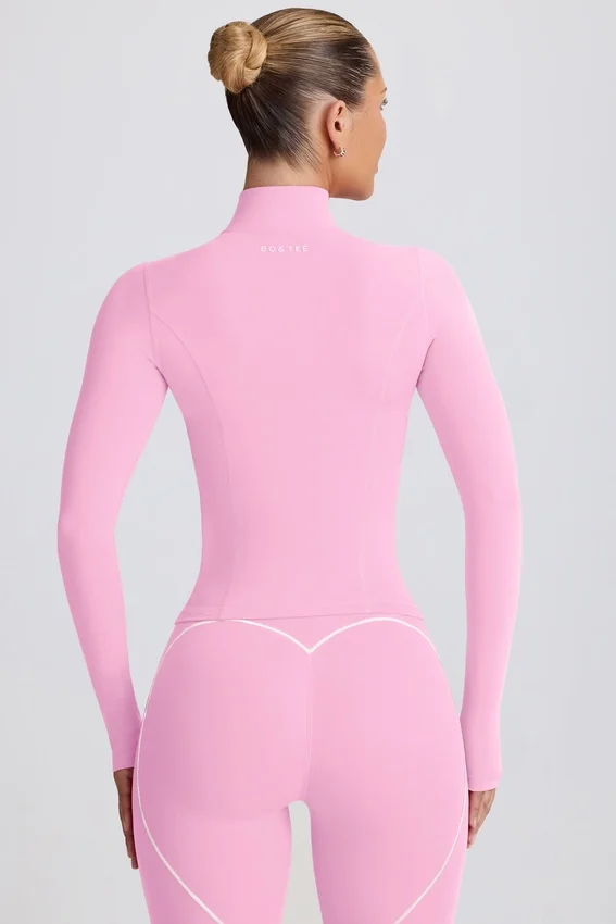 Soft Active-jacka med dragkedja i babyrosa Soft Active-jacka med dragkedja i babyrosa