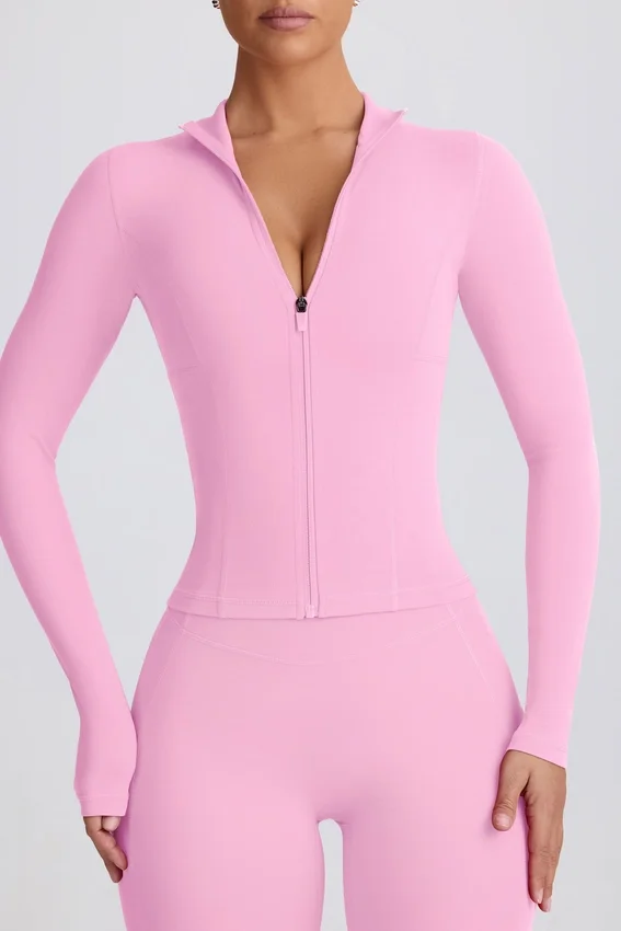 Soft Active-jacka med dragkedja i babyrosa Soft Active-jacka med dragkedja i babyrosa