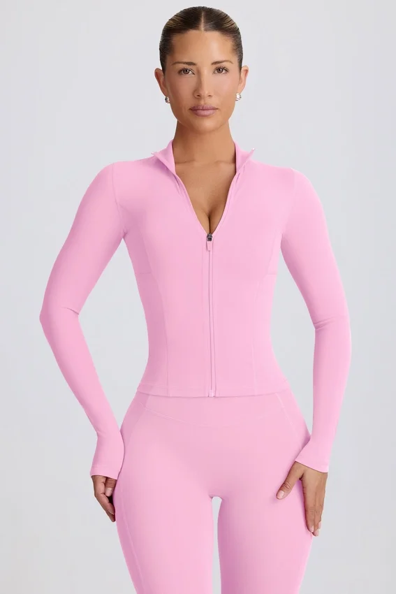 Soft Active-jacka med dragkedja i babyrosa Soft Active-jacka med dragkedja i babyrosa