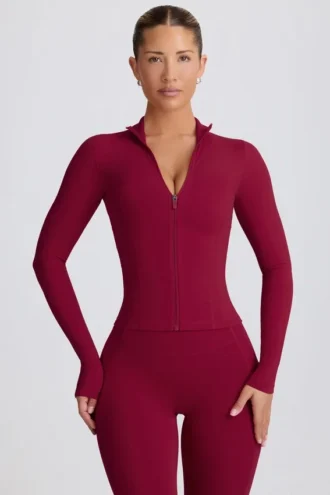 Soft Active-jacka med dragkedja i burgundy Soft Active-jacka med dragkedja i burgundy