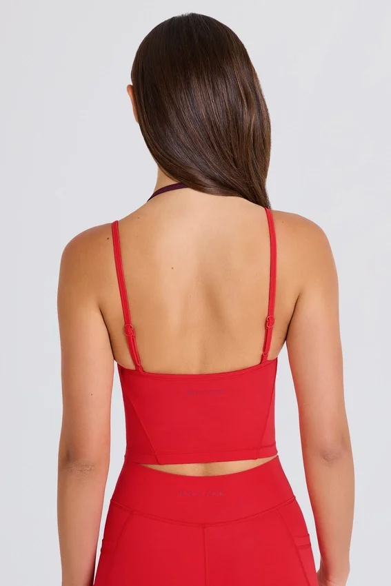 Soft Active Layered Cropped Tank Top i Strawberry Red Soft Active Layered Cropped Tank Top i Strawberry Red