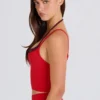 Soft Active Layered Cropped Tank Top i Strawberry Red Soft Active Layered Cropped Tank Top i Strawberry Red