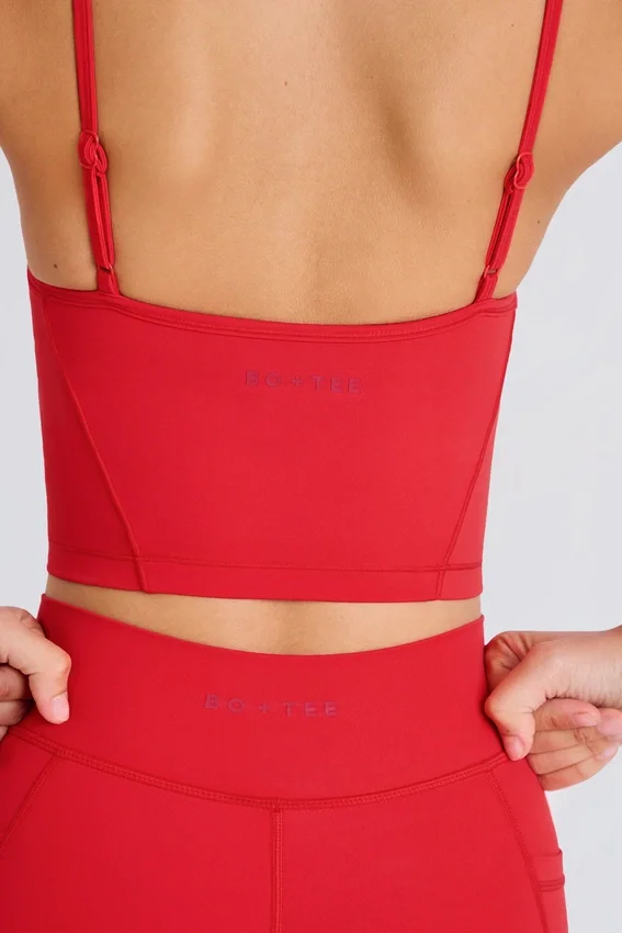 Soft Active Layered Cropped Tank Top i Strawberry Red Soft Active Layered Cropped Tank Top i Strawberry Red