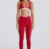 Soft Active-leggings med kontrastdetaljer i mörkrött Soft Active-leggings med kontrastdetaljer i mörkrött