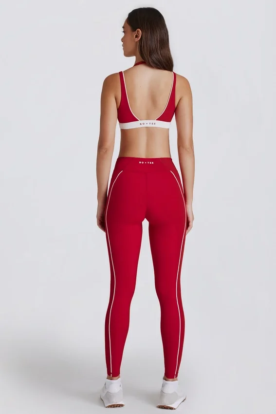 Soft Active-leggings med kontrastdetaljer i mörkrött Soft Active-leggings med kontrastdetaljer i mörkrött