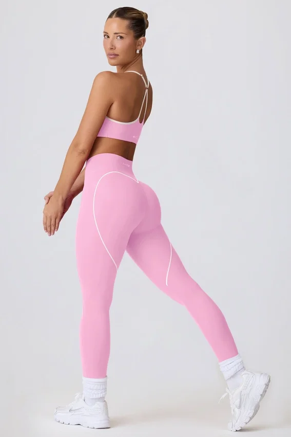 Soft Active-leggings med medelhög midja i babyrosa Soft Active-leggings med medelhög midja i babyrosa
