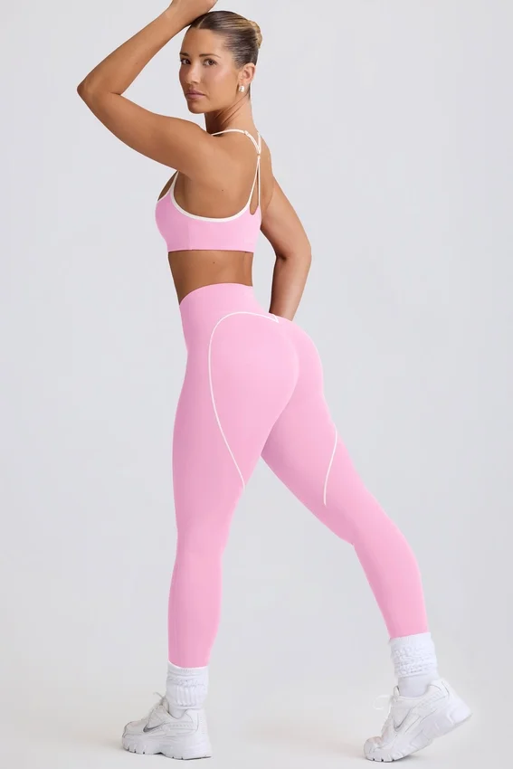 Soft Active-leggings med medelhög midja i babyrosa Soft Active-leggings med medelhög midja i babyrosa