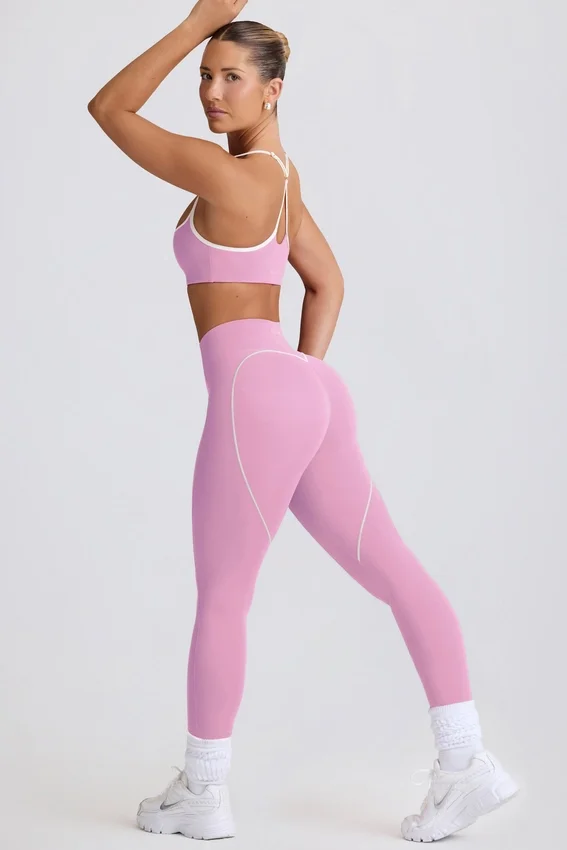 Soft Active-leggings med medelhög midja i dammrosa Soft Active-leggings med medelhög midja i dammrosa