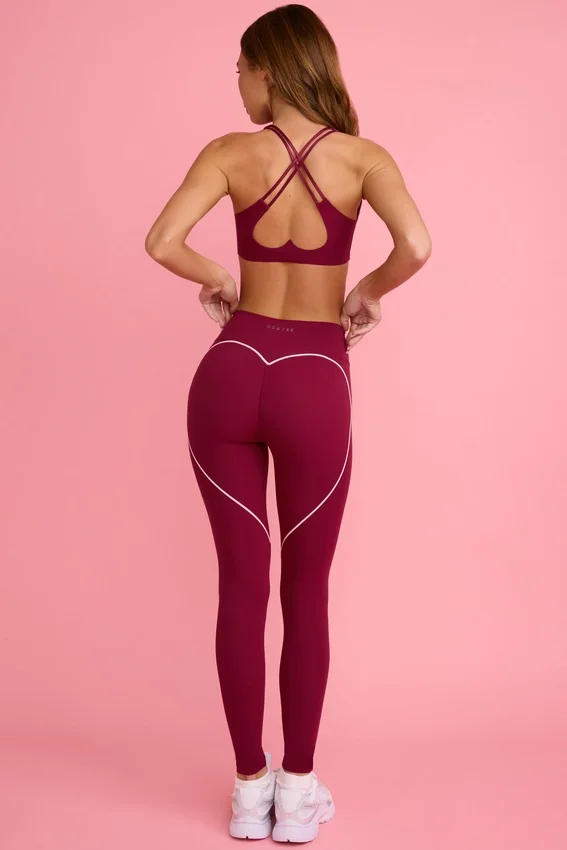 Soft Active-leggings med medelhög midja i vinrött Soft Active-leggings med medelhög midja i vinrött