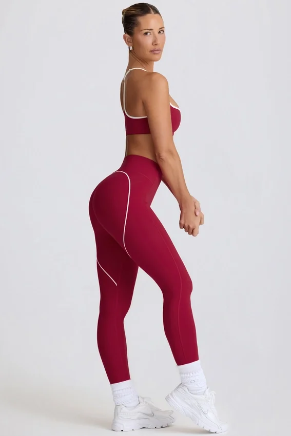 Soft Active-leggings med medelhög midja i vinrött Soft Active-leggings med medelhög midja i vinrött
