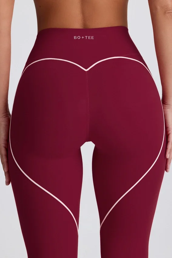Soft Active-leggings med medelhög midja i vinrött Soft Active-leggings med medelhög midja i vinrött