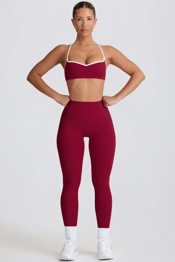 Soft Active-leggings med medelhög midja i vinrött Soft Active-leggings med medelhög midja i vinrött