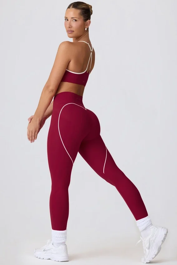 Soft Active-leggings med medelhög midja i vinrött Soft Active-leggings med medelhög midja i vinrött