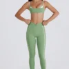 Soft Active-leggings med vridet framstycke i grönt Soft Active-leggings med vridet framstycke i grönt