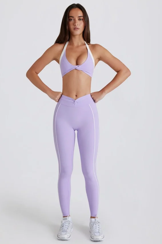 Soft Active-leggings med vridet framstycke i lila Soft Active-leggings med vridet framstycke i lila
