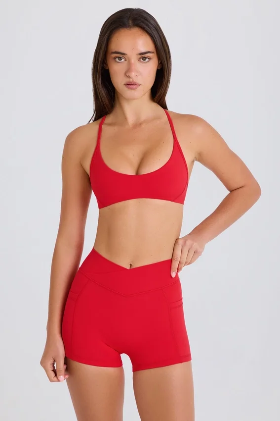Soft Active Pocket V-Waist Mini Shorts i Strawberry Red Soft Active Pocket V-Waist Mini Shorts i Strawberry Red